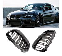 HZYCKJ Par de rejillas de riñón delanteras de doble línea negras brillantes para BMW E92 E93 3-Series 2007 2008 2009 2010 parrillas de carreras de coches