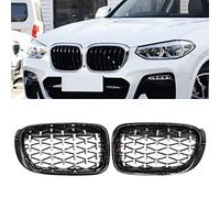HZYCKJ Rejillas frontales de radiador Para BMW F26 X4 F25 LCI X3 Facelift 2014-2018 Marco negro de los accesorios del automóvil de las parrillas de la parrilla del riñón del diamante semi-plateado