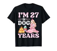 I Am 27 In Dog Years Celebración Fiesta de Cumpleaños Linda Chica Camiseta