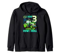 I Am 3 This is How I Roll Two Years Old Tractor 3er Cumpleaños Sudadera con Capucha