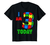 I Am 3 Today Autismo Cumpleaños Rainbow Puzzle Niños Niñas Camiseta
