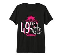 I Am 49 Plus 1 Dedo Medio Rosa Corona Mujeres 50 cumpleaños Camiseta Premium