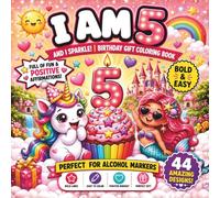 I am 5 and I Sparkle: Cute Birthday Gift Coloring Book for 5 Year Old Girls | Bold and Easy Unicorns, Mermaids and Princesses | Full of Fun and ... Confidence | 8.5 x 8.5 Inch Square Edition