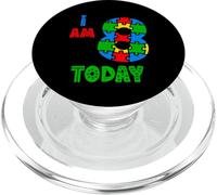 I Am 8 Today Autismo Cumpleaños Rainbow Puzzle Niños Niñas PopSockets PopGrip para MagSafe