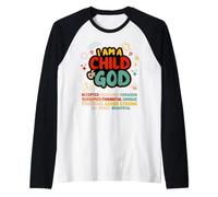 I Am a Child of God Christian Retro Jesus Faith Design Camiseta Manga Raglan