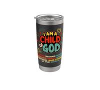 I am a Child of God Christian Retro Jesus Faith Design Vaso térmico de acero inoxidable de doble pared