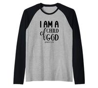I Am A Child of God John 1:12 - Cita de Identidad Cristiana Camiseta Manga Raglan