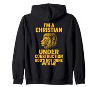 I Am A Christian Under Construction God'S Not Done Lion Sudadera con Capucha