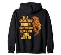 I Am A Christian Under Construction God'S Not Done Lion Sudadera con Capucha