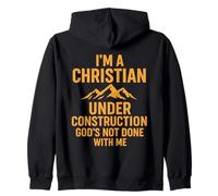 I Am A Christian Under Construction God'S Not Done Sudadera con Capucha