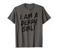 I Am A Derry Girl! Irlanda del Norte Negro Desgastado Print Camiseta