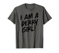 I Am A Derry Girl! Irlanda del Norte Negro Print Camiseta