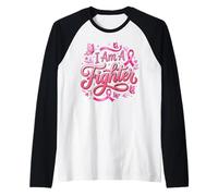 I Am A Fighter Pink Ribbon Butterfly Breast Cancer Concientización sobre el cáncer Camiseta Manga Raglan