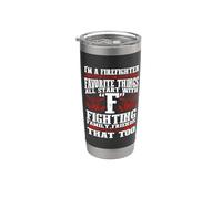 I Am A Firefighter F Fighting Famyly Friends Fireman Vaso térmico de acero inoxidable de doble pared