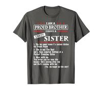 I Am A Proud Brother of A Crazy Sister She has Anger Issues Camiseta, Hombre, Asfalto, S