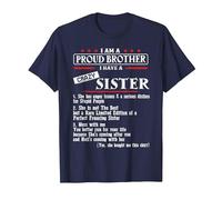 I Am A Proud Brother of A Crazy Sister She has Anger Issues Camiseta, Hombre, Azul Marino, 6XL
