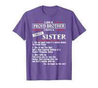 I Am A Proud Brother of A Crazy Sister She has Anger Issues Camiseta, Hombre, Morado Jaspeado, S