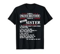 I Am A Proud Brother of A Crazy Sister She has Anger Issues Camiseta, Hombre, Negro, S
