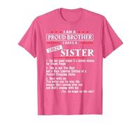 I Am A Proud Brother of A Crazy Sister She has Anger Issues Camiseta, Hombre, Rosa Jaspeado, M