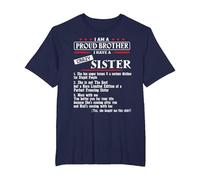 I Am A Proud Brother of A Crazy Sister She has Anger Issues Camiseta, Hombre Tallas Grandes, Azul Marino, 2X Alto