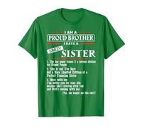 I Am A Proud Brother of A Crazy Sister She has Anger Issues Camiseta, Hombre, Verde Kelly, L