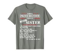I Am A Proud Brother of A Crazy Sister She has Anger Issues Camiseta, Hombre, Verde Militar Jaspeado, XL