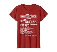 I Am A Proud Brother of A Crazy Sister She has Anger Issues Camiseta, Mujer, Arándano, S