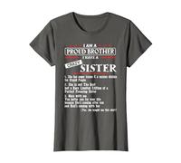 I Am A Proud Brother of A Crazy Sister She has Anger Issues Camiseta, Mujer, Asfalto, M
