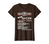 I Am A Proud Brother of A Crazy Sister She has Anger Issues Camiseta, Mujer, Marrón, XL