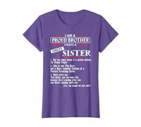 I Am A Proud Brother of A Crazy Sister She has Anger Issues Camiseta, Mujer, Morado Jaspeado, XXL