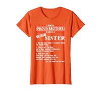 I Am A Proud Brother of A Crazy Sister She has Anger Issues Camiseta, Mujer, Naranja, S
