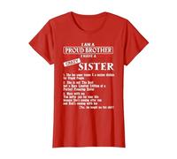 I Am A Proud Brother of A Crazy Sister She has Anger Issues Camiseta, Mujer, Rojo, 3XL