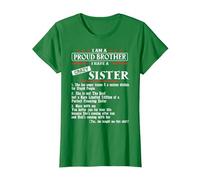 I Am A Proud Brother of A Crazy Sister She has Anger Issues Camiseta, Mujer, Verde Kelly, M