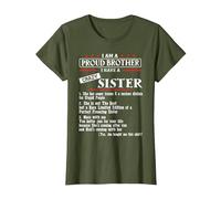 I Am A Proud Brother of A Crazy Sister She has Anger Issues Camiseta, Mujer, Verde Oliva, XL