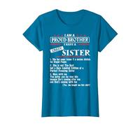 I Am A Proud Brother of A Crazy Sister She has Anger Issues Camiseta, Mujer, Zafiro, M