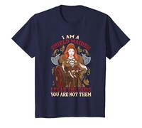 I Am A Shield Maiden I Fear The Gods You Are Not Them Viking Camiseta, Niños, Azul Marino, 8 años