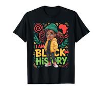 I Am Black History Niña Afro Mapa África Historia Negra Camiseta