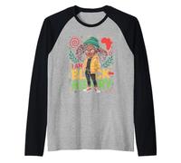 I Am Black History Niña Afro Mapa África Historia Negra Camiseta Manga Raglan