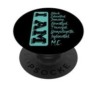 I Am Black Strong Educated Proud Black History Month PopSockets PopGrip Adhesivo