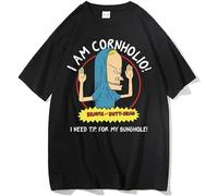 I Am Cornholio T-Shirt Beavis Scary Art Gift Men tee Short Sleeve Beavis and Butt Head T Shirt I Need T P For My Bunghole Tshirt Black XL
