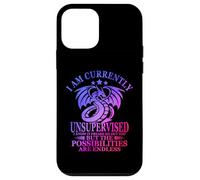 I Am Currently Unsupervised I Know Funny Dragon Saying Carcasa para iPhone 12 Mini
