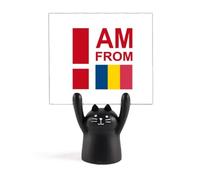I Am from Romania Art Deco Fashion Memo Holder Cartoon Black Cat Stand Decoración