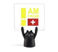 I Am from Switzerland Art Deco Fashion Memo Holder Cartoon Black Cat Stand Decor