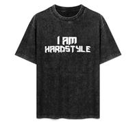 I Am Hardstyle Canvas Fitness Breathable Spring Autumn Cool Unisex T-Shirt Printed tee Graphic Top Men Black Shirt M