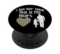 I Am Her Voice She is My Heart Autismo PopSockets PopGrip Adhesivo