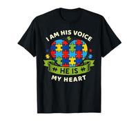 I Am His Voice He Is My Heart Autismo Mamá Conciencia Autista Camiseta