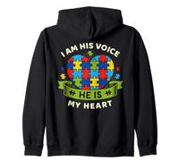 I Am His Voice He Is My Heart Autismo Mamá Conciencia Autista Sudadera con Capucha