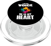 I Am His Voice He Is My Heart - Hijo de Conciencia sobre el Autismo PopSockets PopGrip para MagSafe