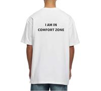 I Am in Comfort Zone - Camiseta de algodón pesado de gran tamaño con estampado en la espalda, blanco, S