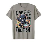 I Am Just Here Fish Funny Ninja Cat con Espada Sartén Camiseta
